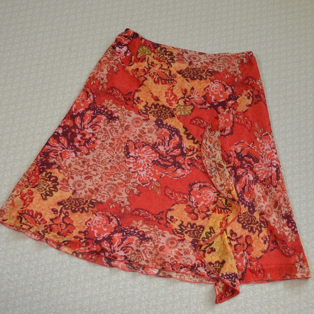 Coldwater Creek Orange Floral Design Skirt - PL